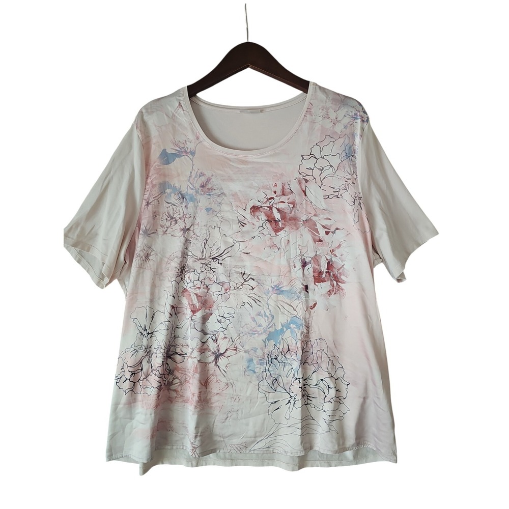 GERRY WEBER Collection Printed Contrast Satin Tee Short Sleeve Top Graphic 18 US
